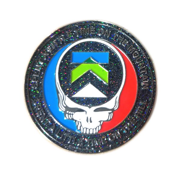 Grateful dead enamel lapel pin with glitter