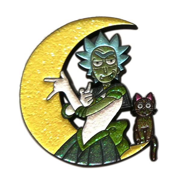 High quality moon lapel pin with glitter