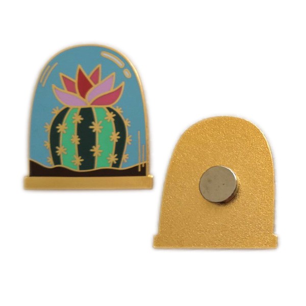 custom hard enamel magnet badge with gold plate
