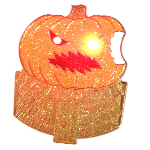custom pumpkin enamel metal pin with led light