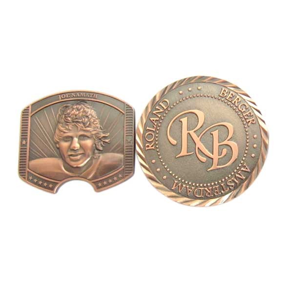 Custom 3D challenge coin with antique copper plated