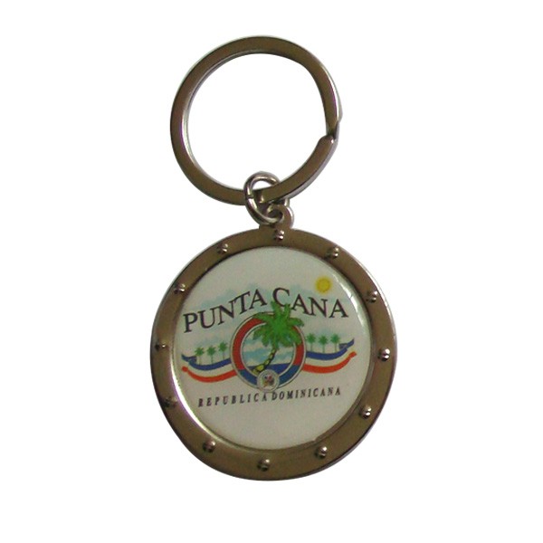 Custom souvenir keyring with printing sticker dome