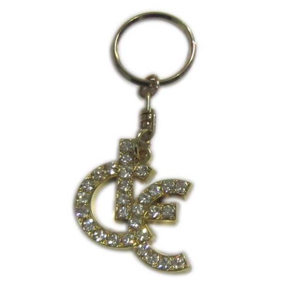 custom gold letter keychain with rhinestone