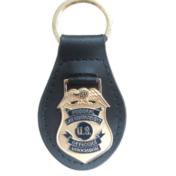 custom gold security keychain with leather