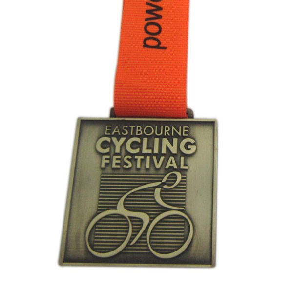 Custom metal cycling medal medallion