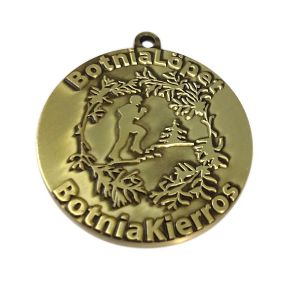 Custom running medal medallion with antique gold plated