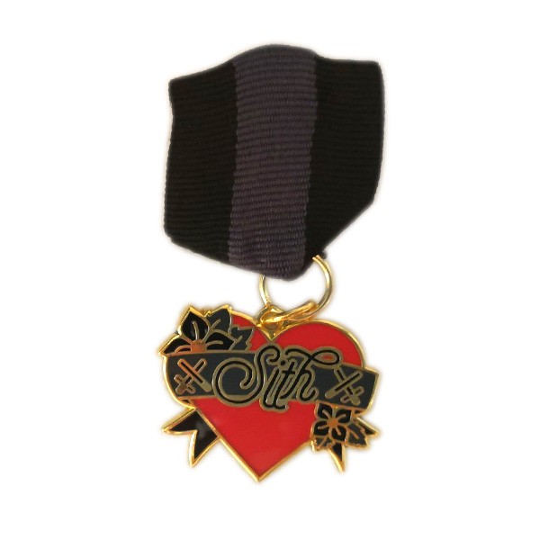 hard enamel medal lapel pin with ribbon